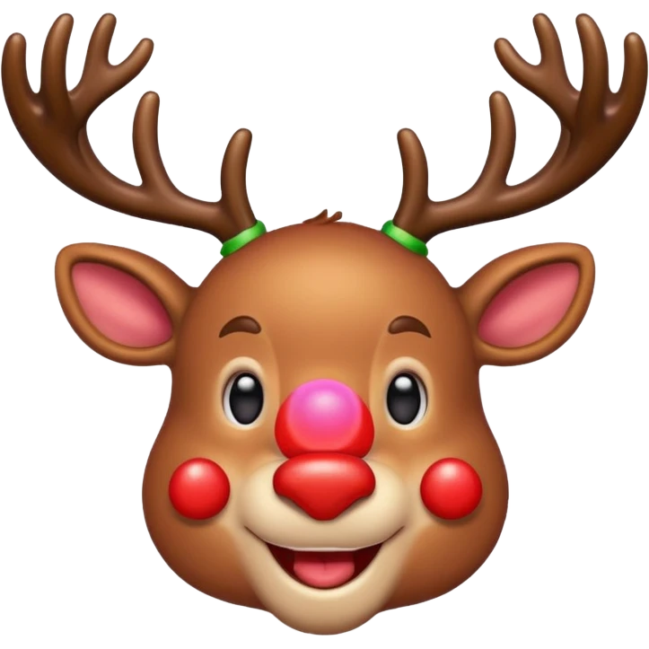 Τον Rudolf που χαμογελαει και με πολλά πολύχρωμα λαμπιόνια στα κερατάκια του emoji
