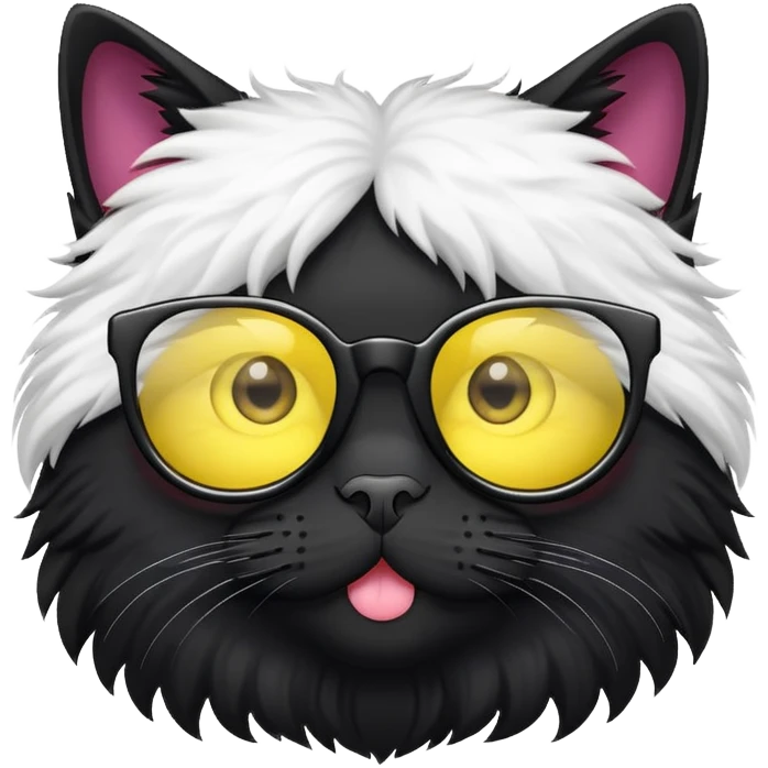 Black cat in yellow glasses emoji