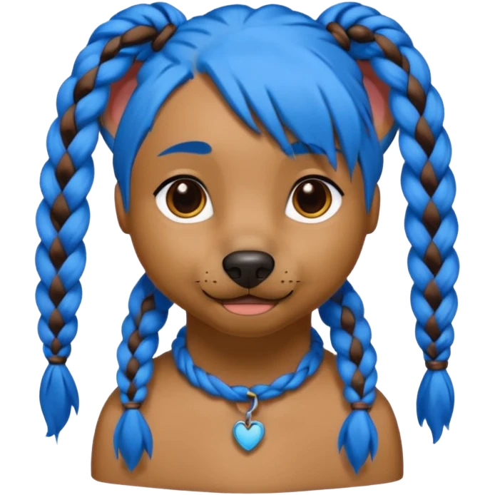blue haired dog with braids emoji