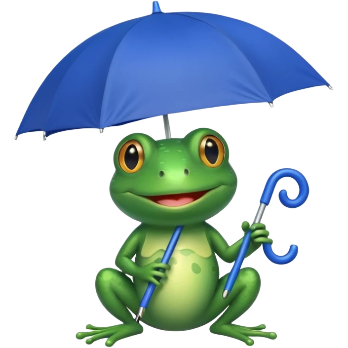 Frog with blue umbrella emoji