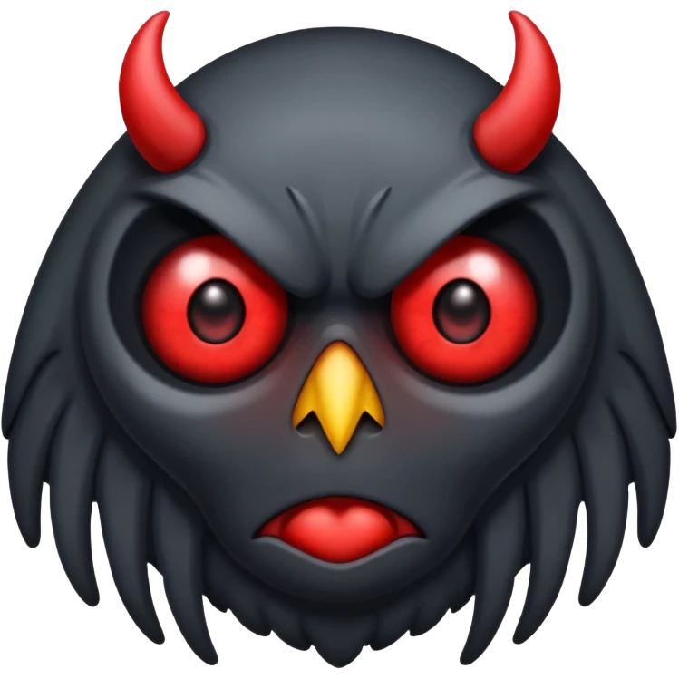 Create a scary emoji of the mothman with bright red eyes emoji