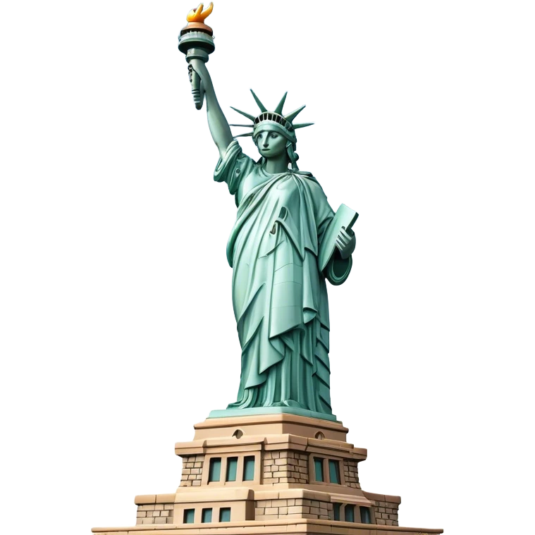 Cinematic Realistic Statue of Liberty Landmark Emoji, depicted with the iconic, majestic statue set against a clear sky rendered with detailed textures and dramatic, symbolic lighting. emoji
