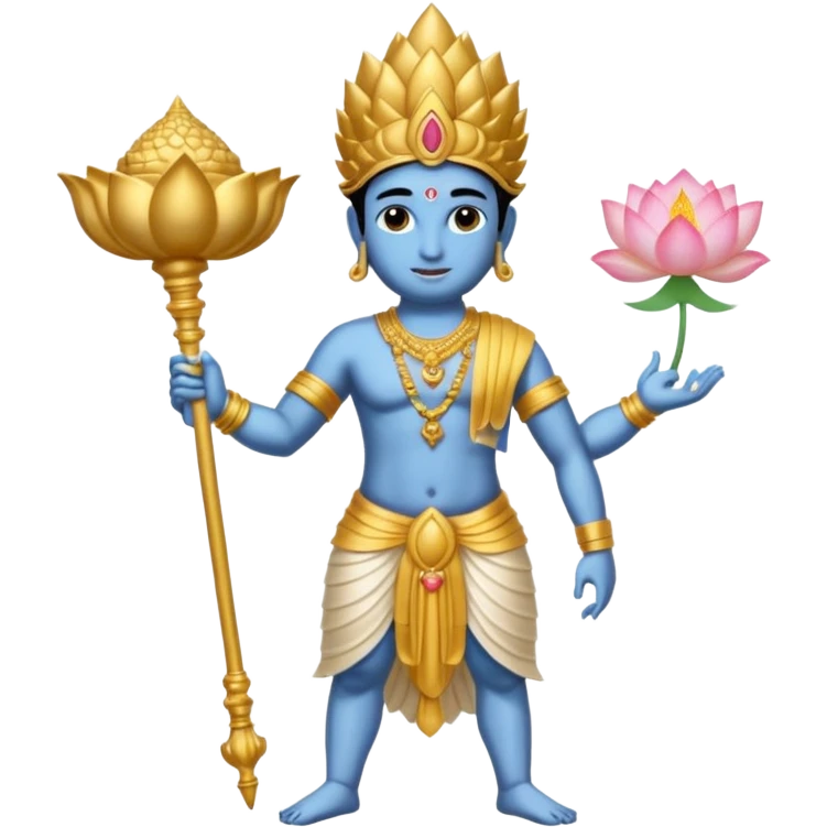 Lord Vishnu With A Disk In His Upper Right Hand, A Conch In His Upper Left Hand, A Mace In His Lower Right Hand And A Lotus In His Lower Left Hand emoji