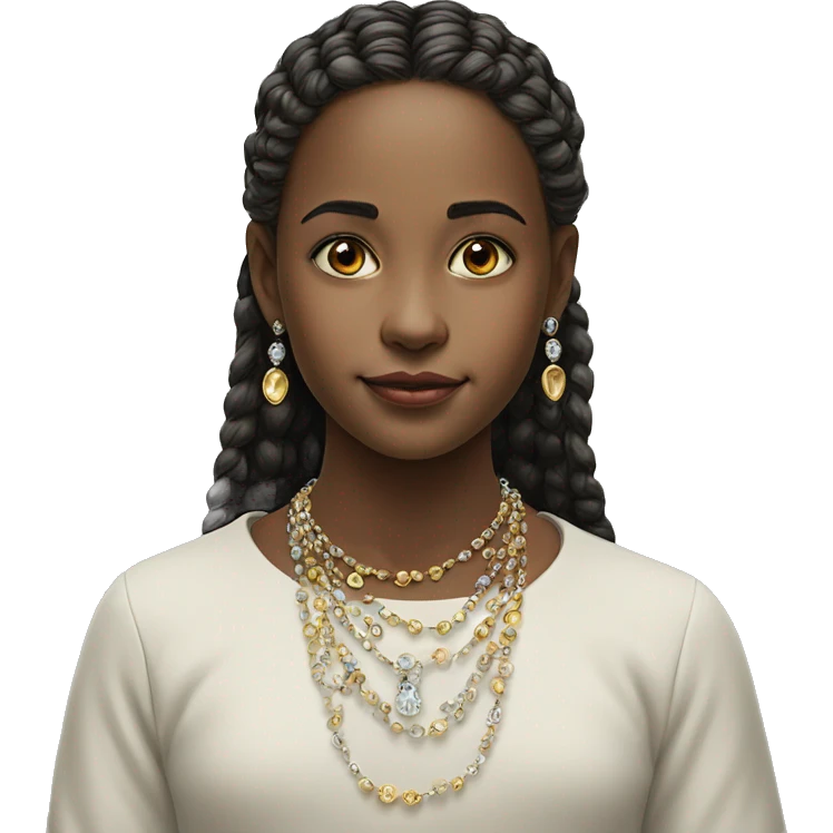 realistic portrait of girl with jewelry genervter Gesichtsausdruck emoji