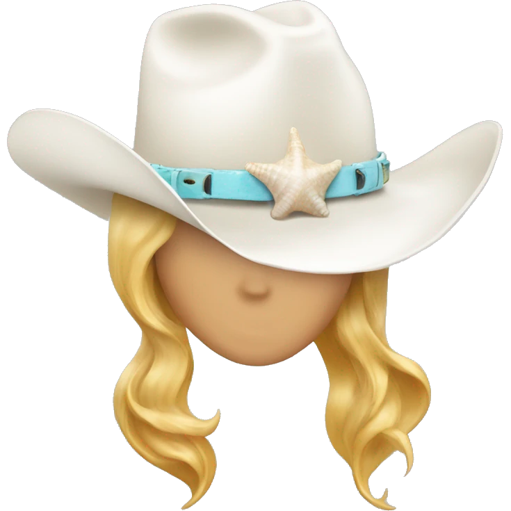 White cowgirl hat with seashell band emoji
