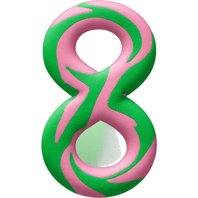 Green and pink figure 8 symbol emoji