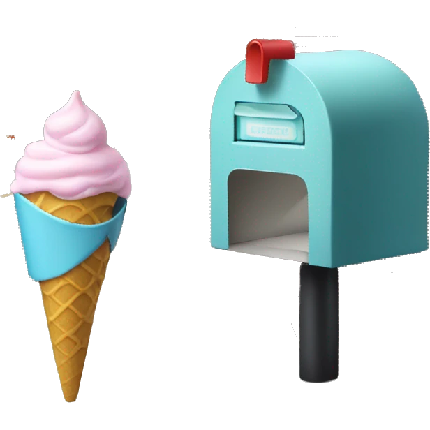Clamshell eating ice cream next to a mailbox emoji