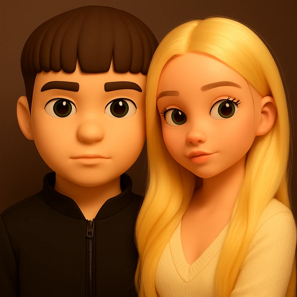 combine these two 3d emoji characters into one image, but keep them as two separate figures, each clearly visible and distinct emoji