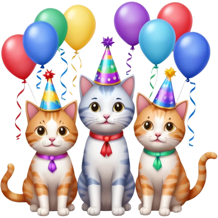 12 cats at a birthday party emoji