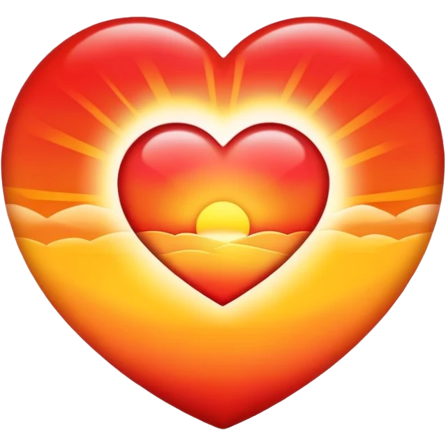 Heart with sunrise without sun emoji