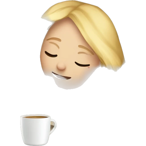 Blonde girl inside a blanket sipping coffee eyes closed emoji