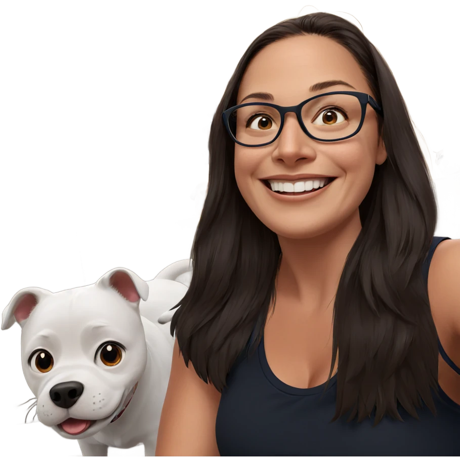girl smiling with dog indoors emoji