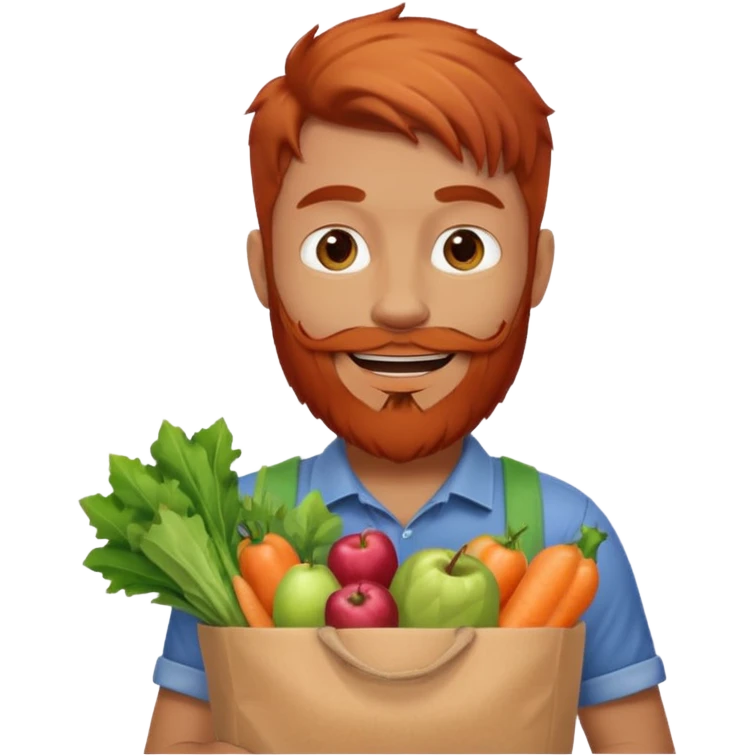red bearded mal holding a grocery bag emoji