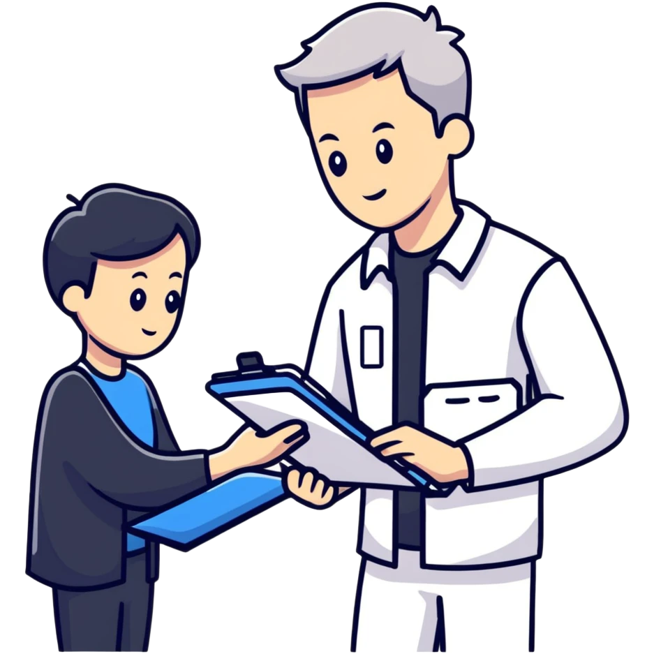 professional mentor with clipboard helping someone emoji