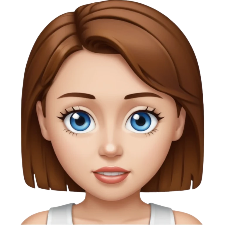 Miley Cyrus with blue eyes, brown hair emoji