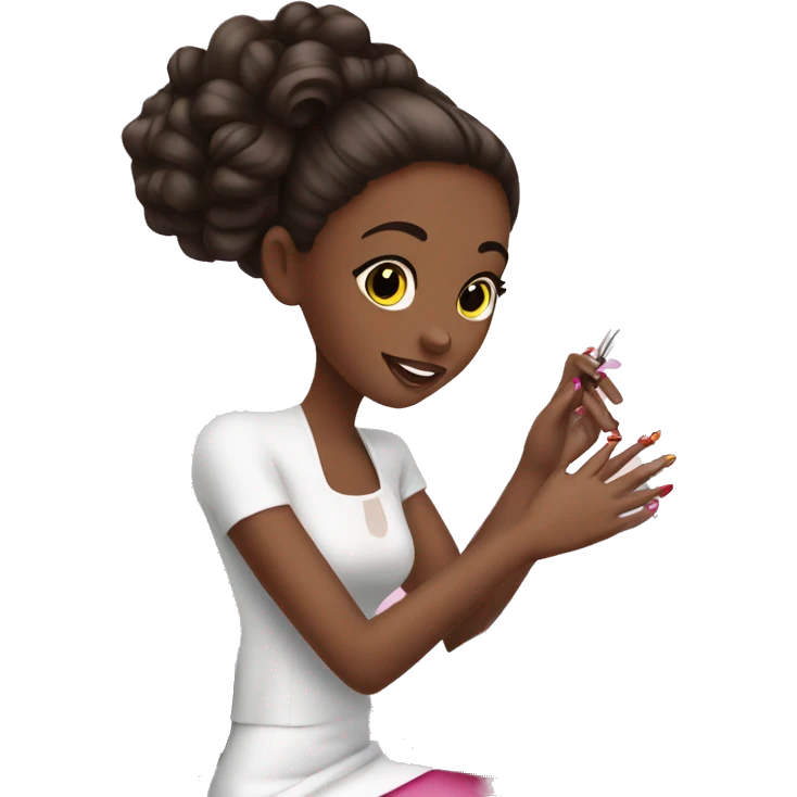 Brunette Girl getting a manicure at nail salon emoji