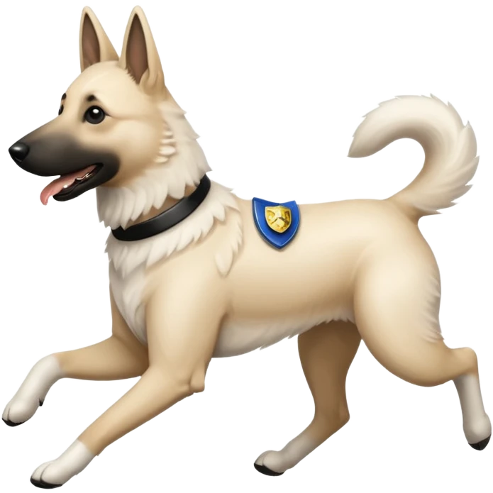 White belgian Shepard Runs away from police car emoji