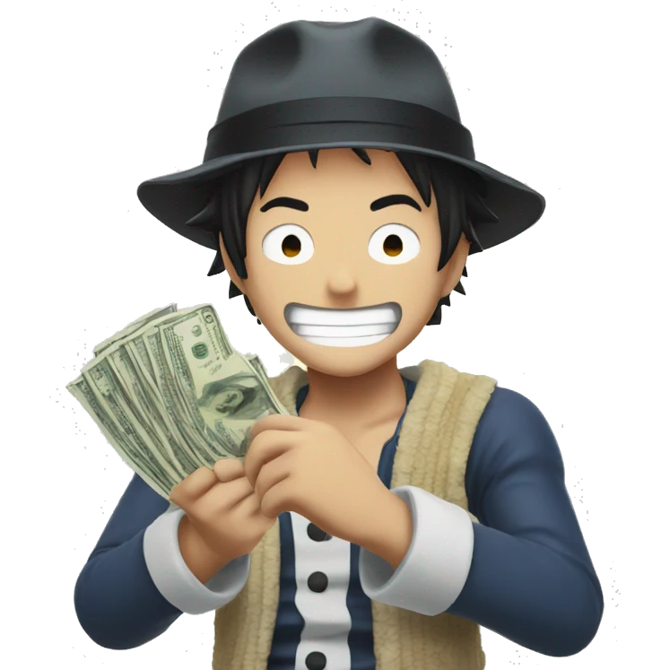 One Piece Ruffy with money in his hand emoji