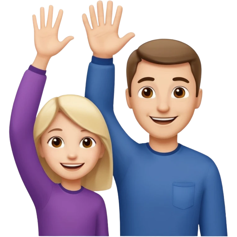 dad and daughter high-fiving, fun and energetic emoji