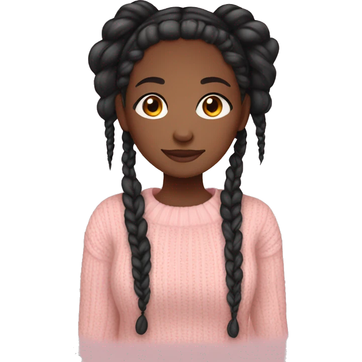pretty black girl with braids in light pink sweater cozy emoji