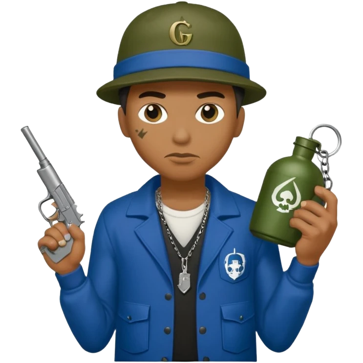 gangster crips while holding grenade emoji