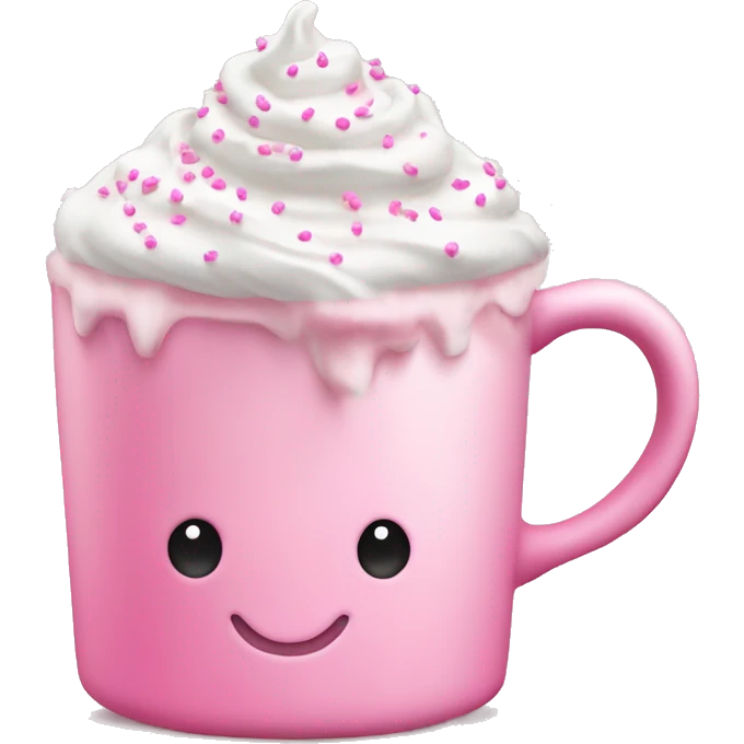 Pink mug with white whip cream and pink sprinkles on top emoji