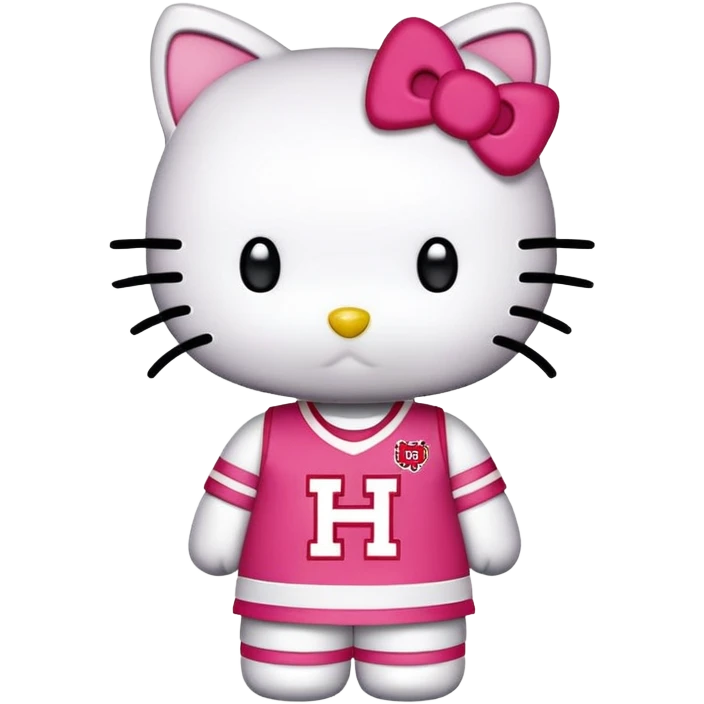 Hello Kitty, wearing a Houston cougars U of age jersey emoji
