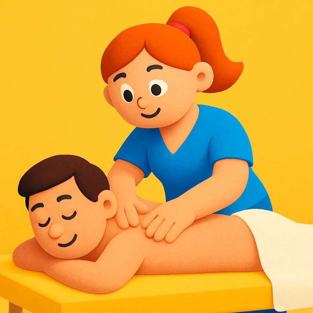 a girl doing massage therapy, 3D cartoon style emoji