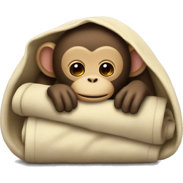 the monkey sleeps in a blanket emoji
