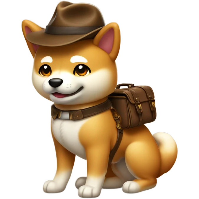 Handsome Shiba Inu dressed as Indiana Jones emoji