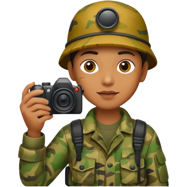 
wildlife photographer, camouflage clothe emoji