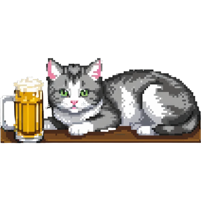 кот лежит и пьет пиво emoji