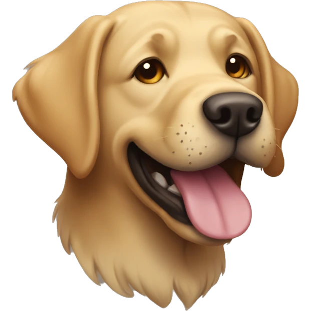 shaggy grinning Labrador-colored dog emoji