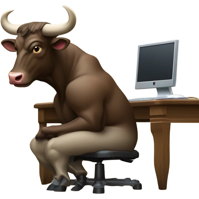 bull using computer emoji