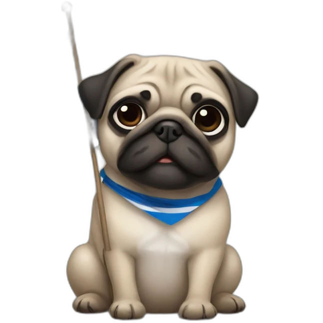 pug holding a suomi flag emoji