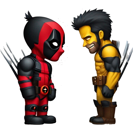 Deadpool hugging Wolverine emoji