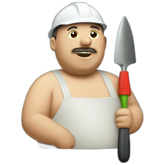 Fat man red green trowel emoji