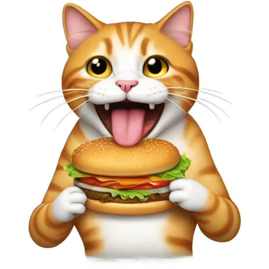 Cat eating burger emoji