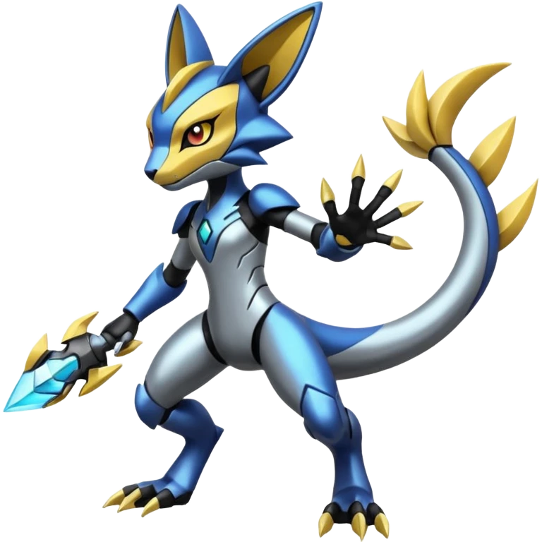 Modern Futuristic Cyber-Meloetta-Greymon-Greninja-Zeraora-Pokémon-Digimon-Fakémon-fusion-hybrid-creature emoji