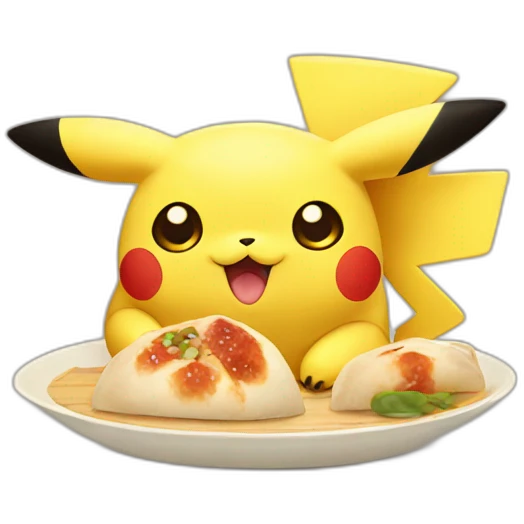 pikachu eating chinese baozi emoji