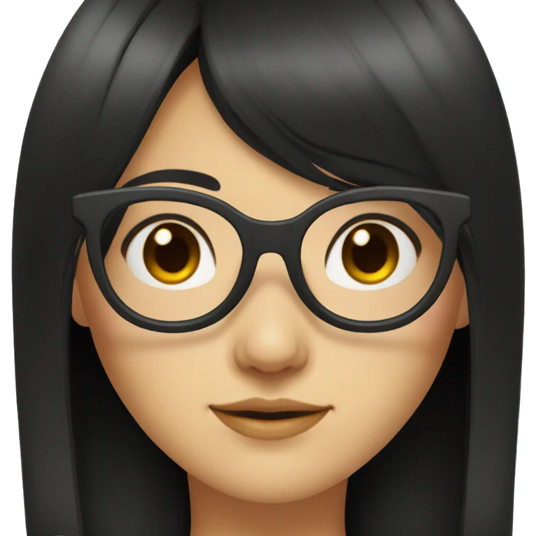 asian girl long black hair with glasses and middle curtain bangs emoji