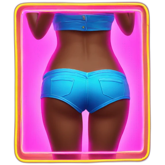 Juicy booty neon sign style emoji