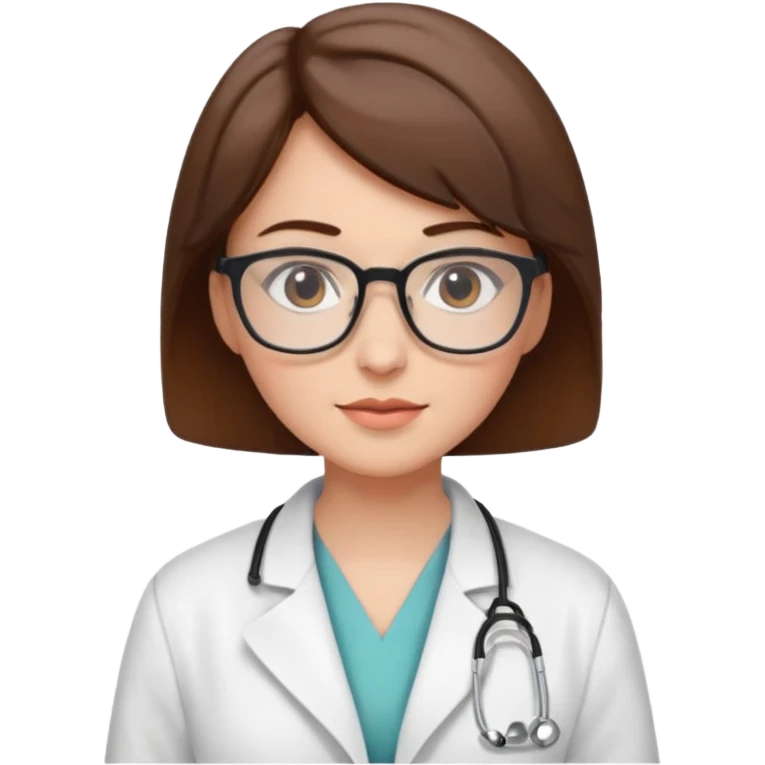 female doctor short brown hair with glasses emoji