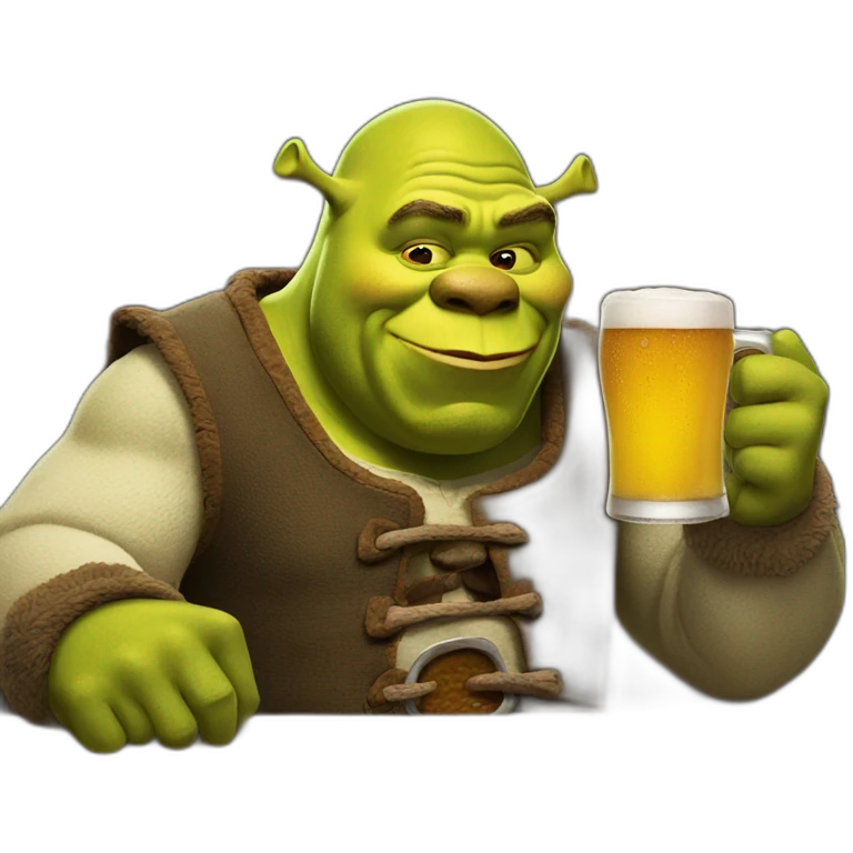 Shrek drinking beer emoji
