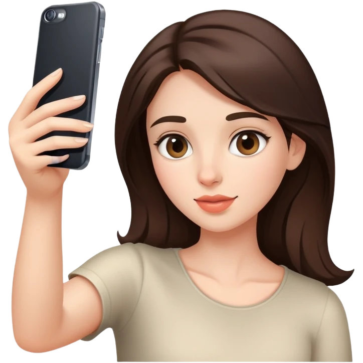 A brunette girl takes a selfie emoji