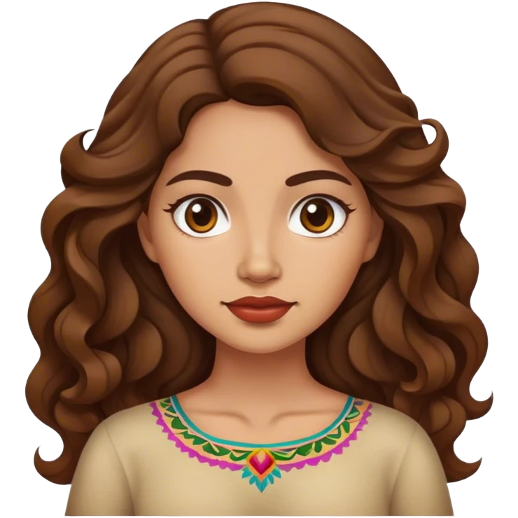 Mujer ondulada morena clara mexicana  emoji