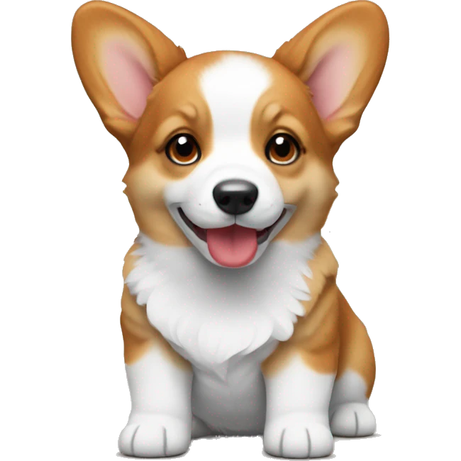 Corgi puppy with red and white colour emoji