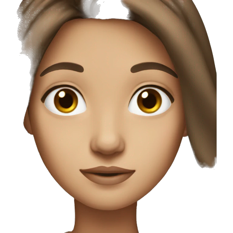 brunette long hair with brown eyes  emoji