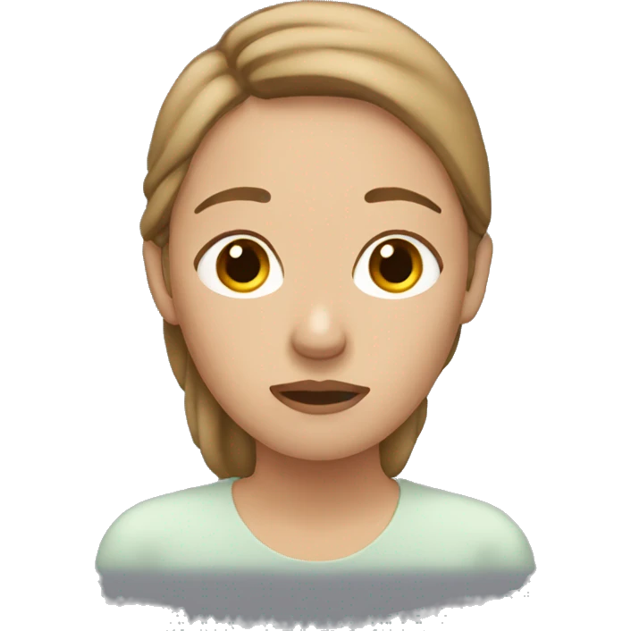 Woman Breathe after crying with watery eyes with light brown hair emoji