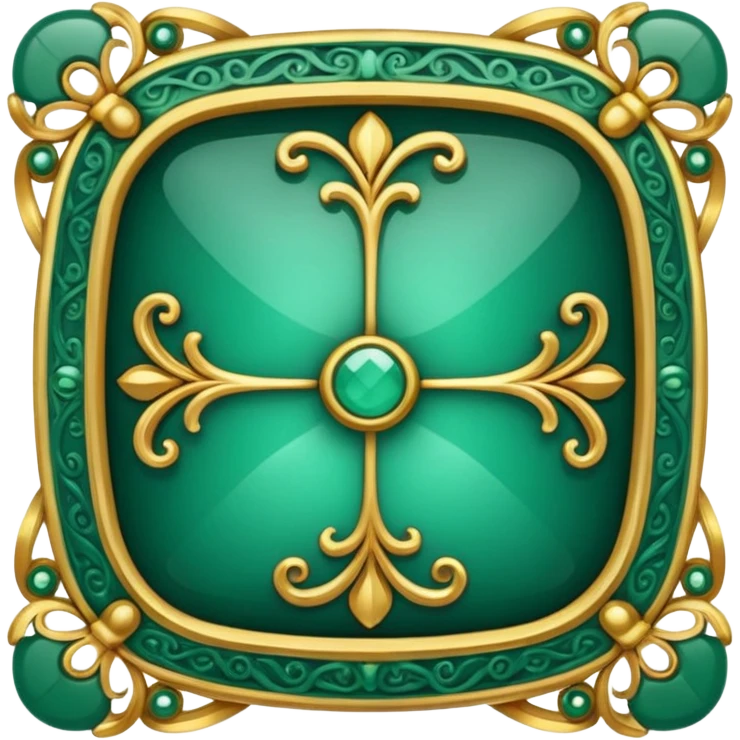 Jade and gold filigree style rounded square icon button emoji